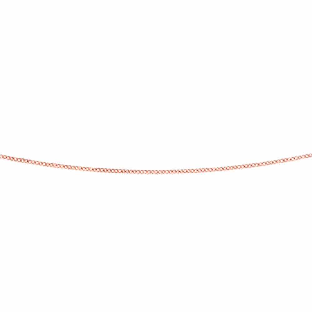 9ct Rose Solid Gold Diamond Cut 45cm 40 Gauge Curb Chain
