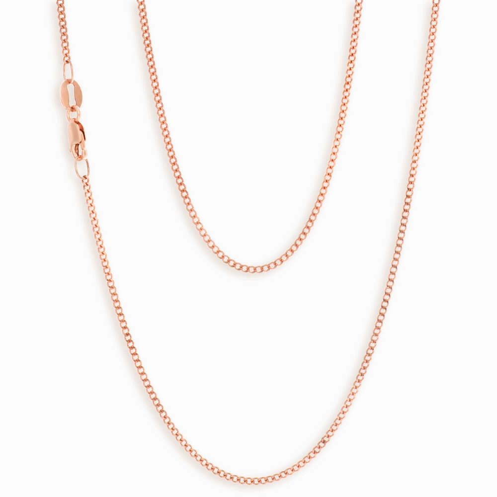 9ct Rose Solid Gold Diamond Cut 45cm 40 Gauge Curb Chain