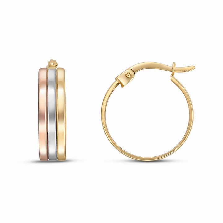 9ct rose, white and yellow gold 3 Row Hoop