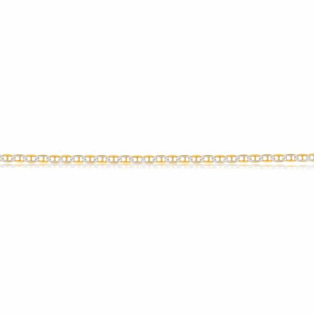 9ct Silverfilled Yellow And White Gold Anchor 50cm Chain