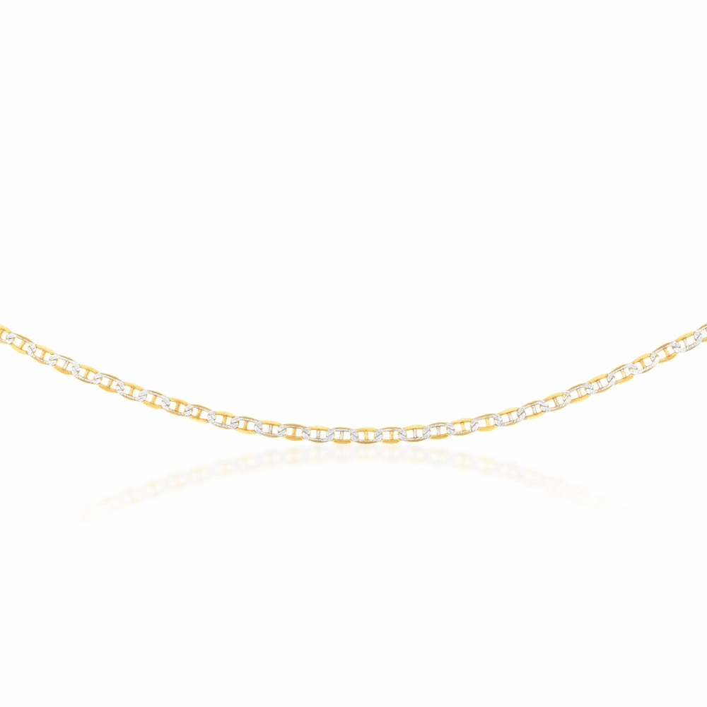 9ct Silverfilled Yellow And White Gold Anchor 50cm Chain