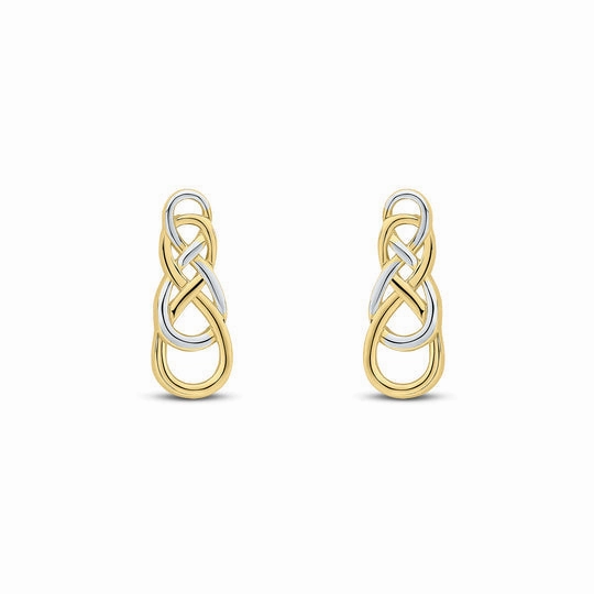 9ct White & Yellow Gold Fancy Figure 8 Stud Earrings 16mm