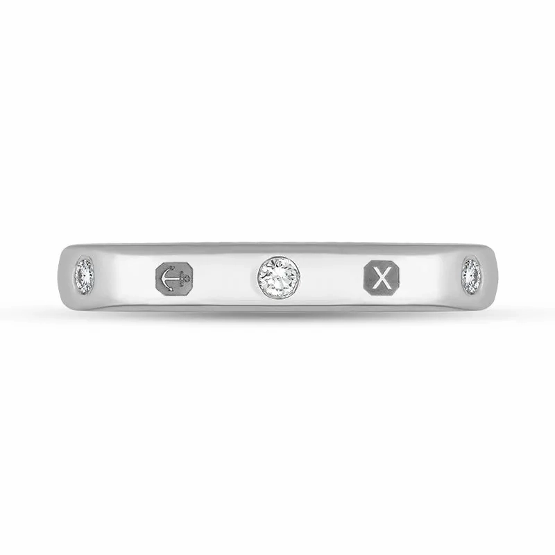 9ct White Gold 0.18ct Diamond Queen's Jubilee Hallmark 6mm Ring D