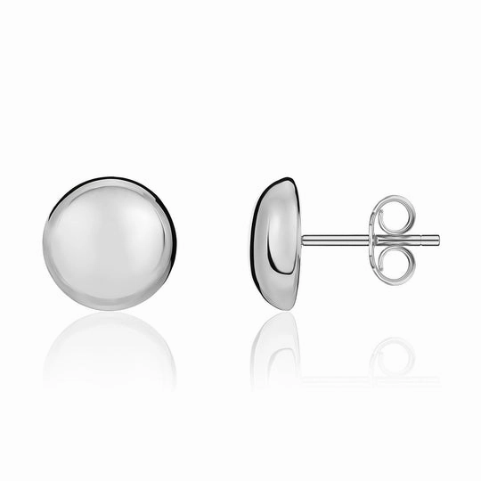 9ct White Gold 12mm Button Stud Earrings