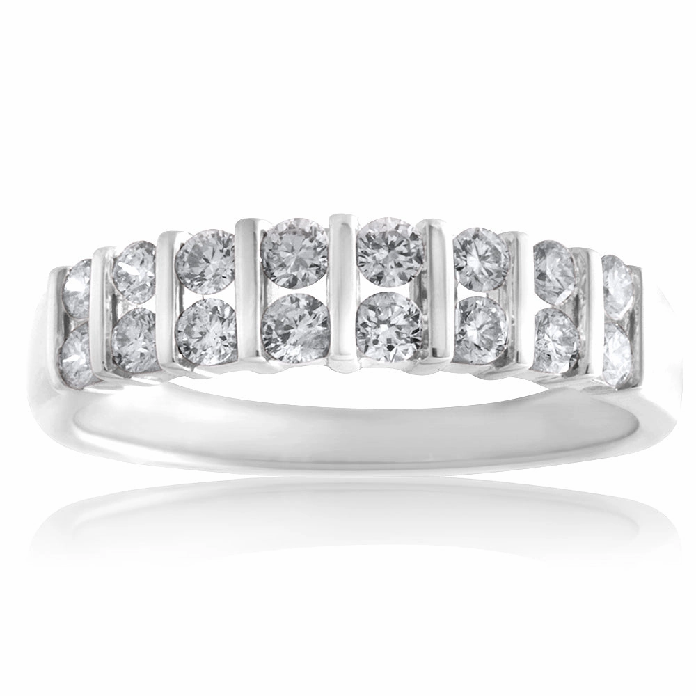 9ct White Gold 1/2 Carat Double Row Channel Set Diamond Ring
