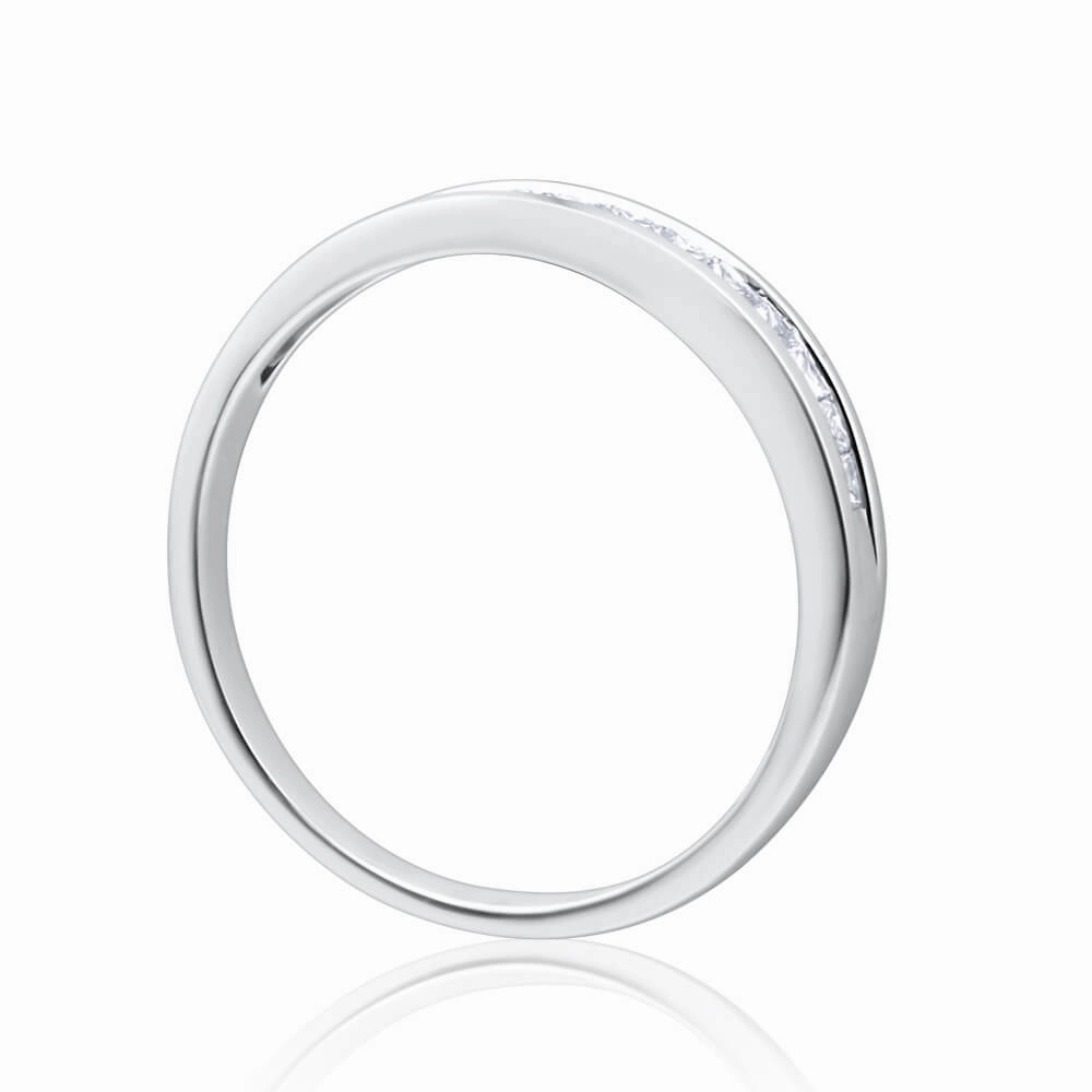 9ct White Gold 1/4 Carat Diamond Ring Set With 10 Princess Cut Diamonds