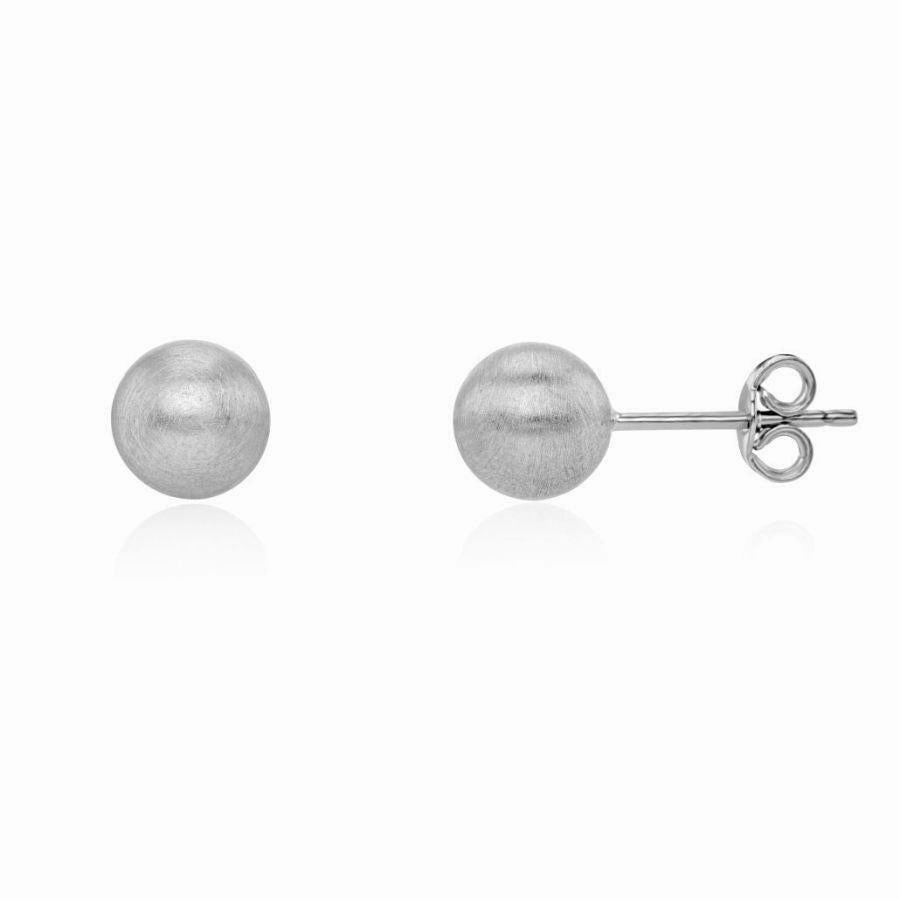 9ct White Gold 7mm Satin Finished Ball Stud Earrings