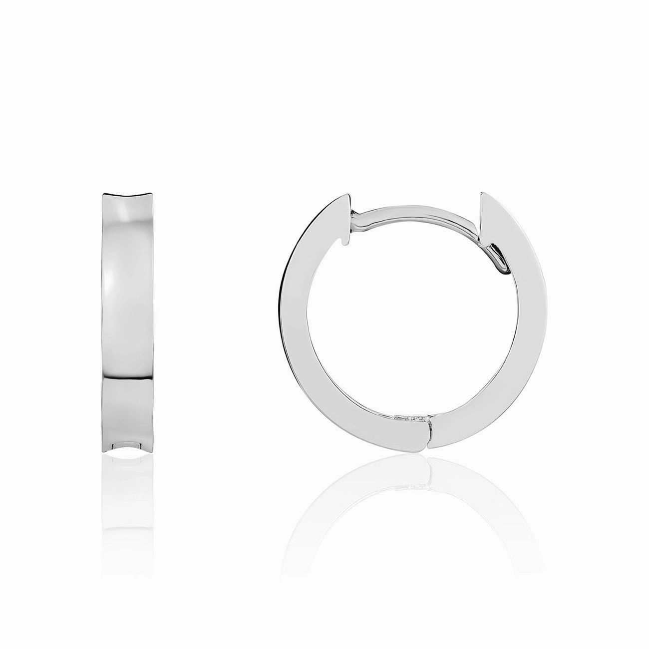 9ct White Gold Concave Polished Huggy Hoop Earrings