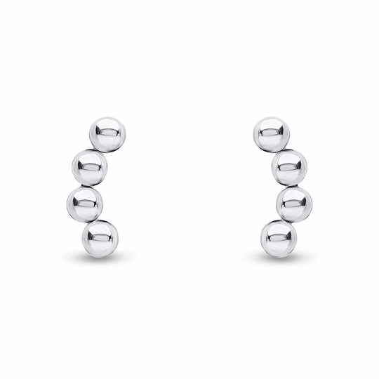 9ct White Gold Curved 3MM Balls Earrings