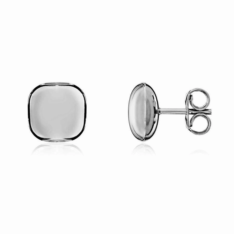 9ct White Gold Cushion Shaped Stud Earrings