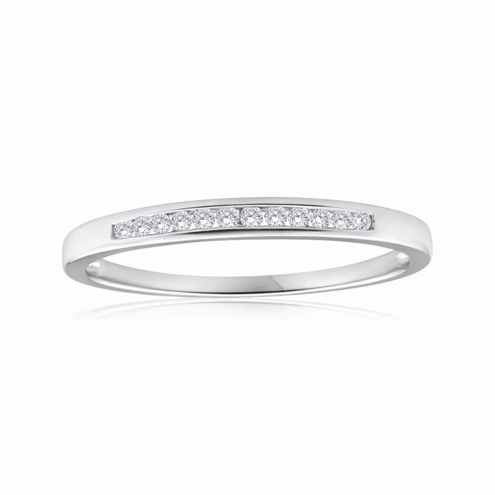 9ct White Gold Diamond Ring Set with 12 Brilliant Diamonds