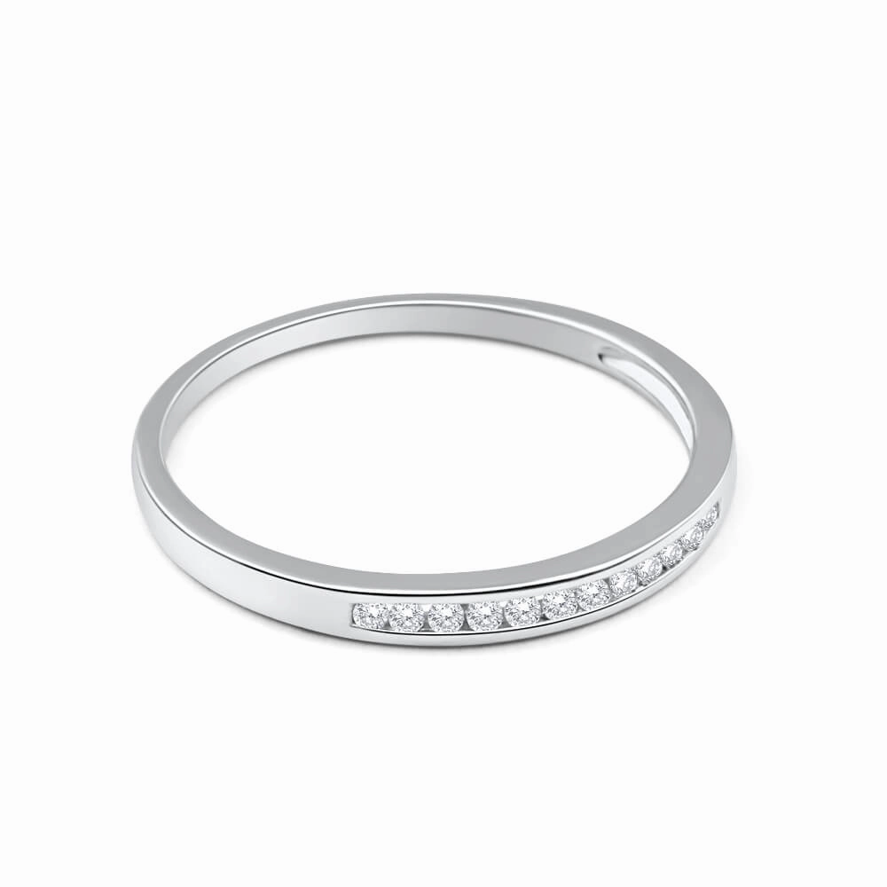 9ct White Gold Diamond Ring Set with 12 Brilliant Diamonds