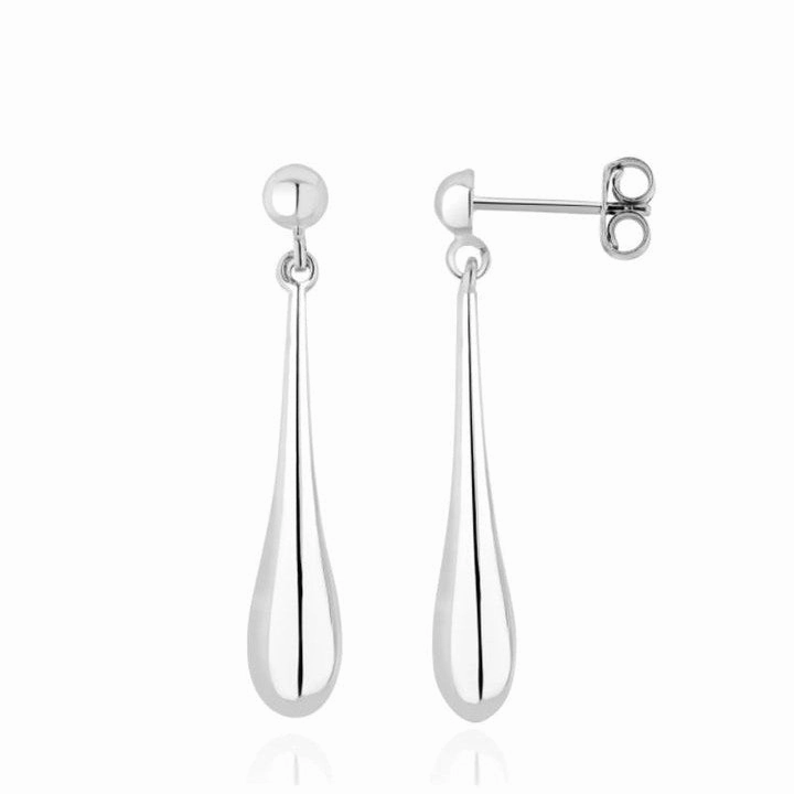 9ct White Gold Long Bombe Drop 33mm