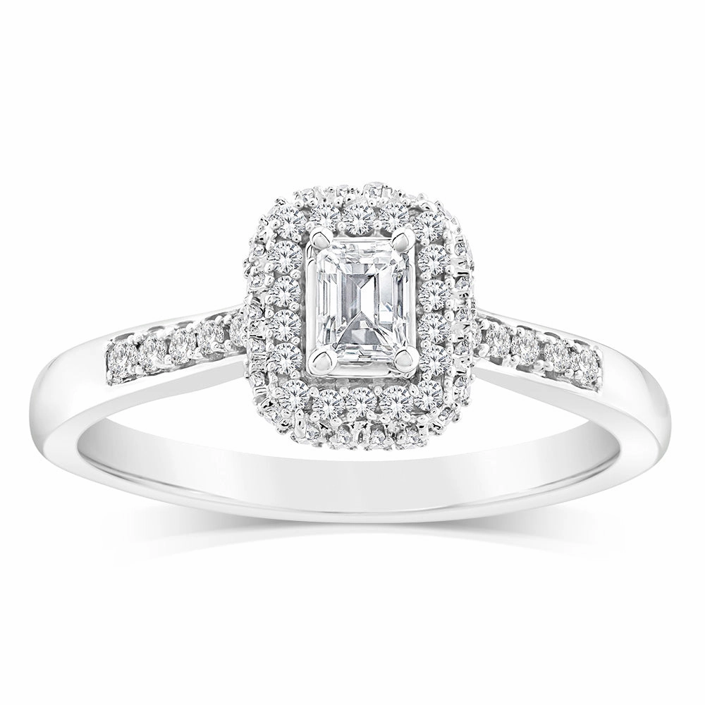 9ct White Gold Mix Shaped Ring in 0.40 Carat Natural Diamonds