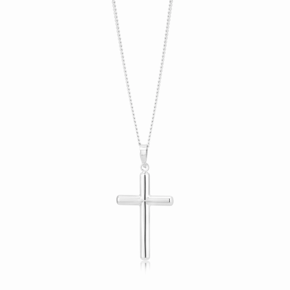 9ct White Gold Plain Cross Pendant