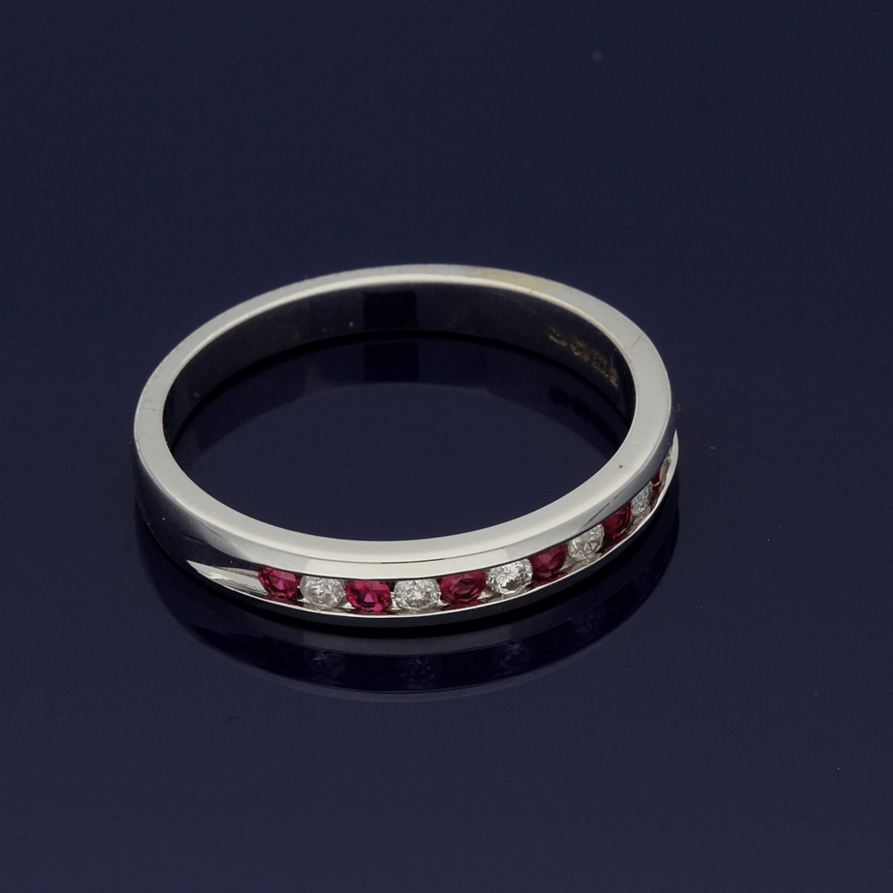 9ct White Gold Ruby & Diamond Eternity Ring