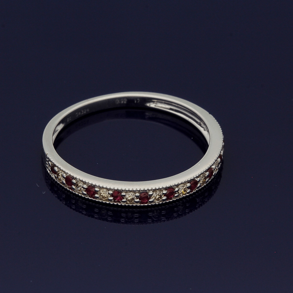 9ct White Gold Ruby & Diamond Eternity Ring