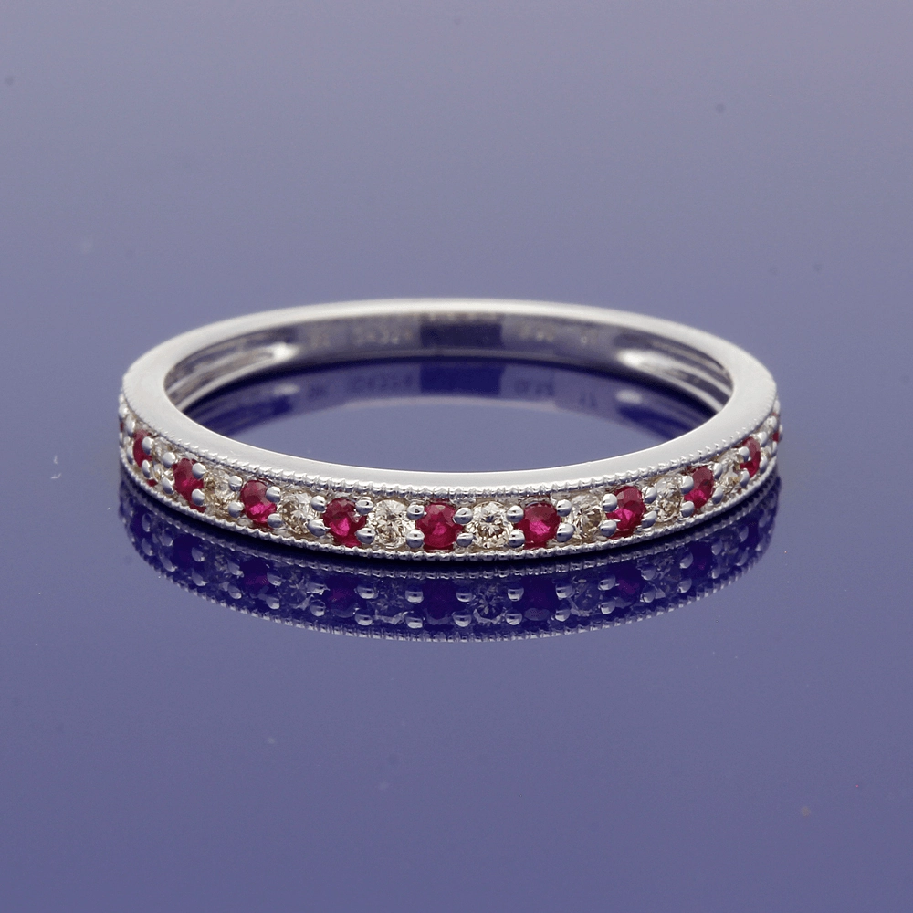 9ct White Gold Ruby & Diamond Eternity Ring