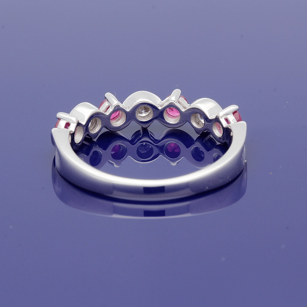 9ct White Gold Ruby and Diamond Half Eternity Ring