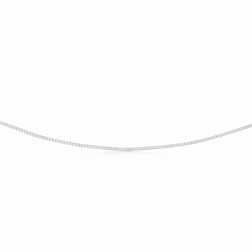 9ct White Solid Gold  Diamond Cut 45cm Curb Chain