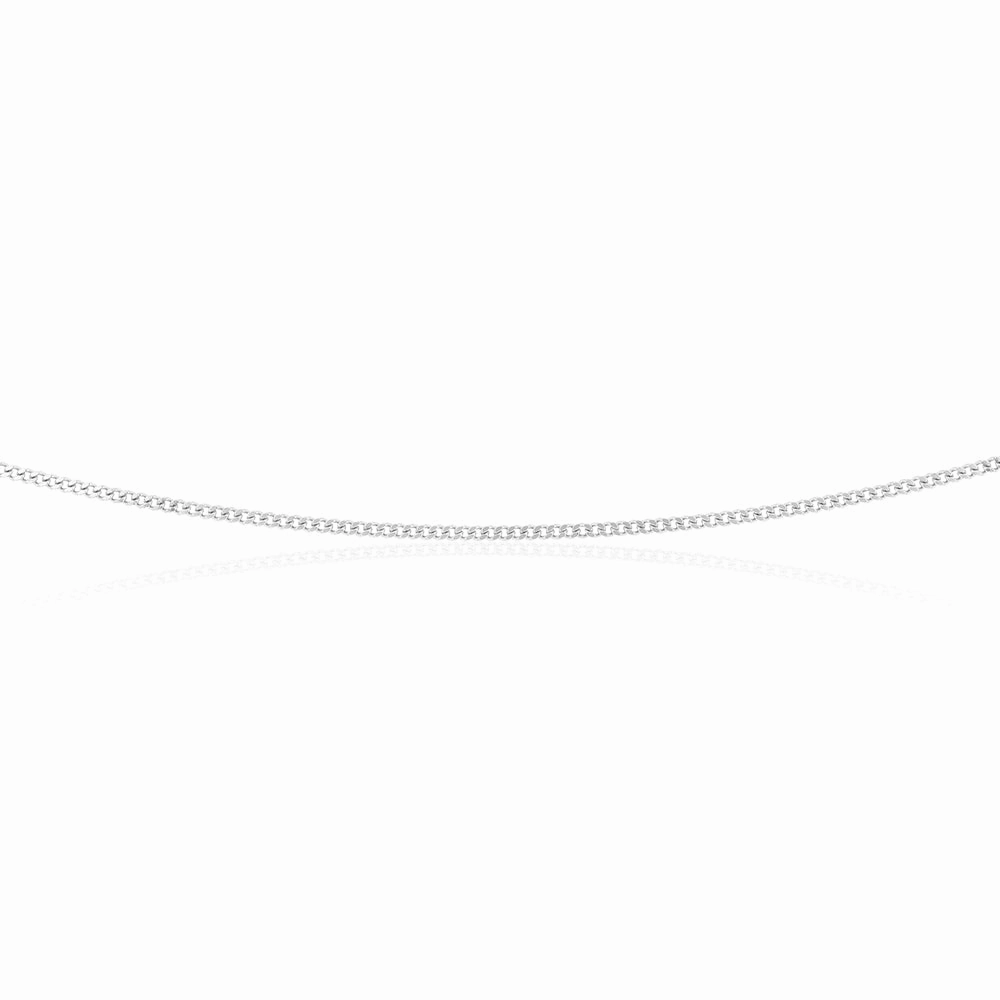 9ct White Solid Gold Diamond Cut Curb 50cm Chain