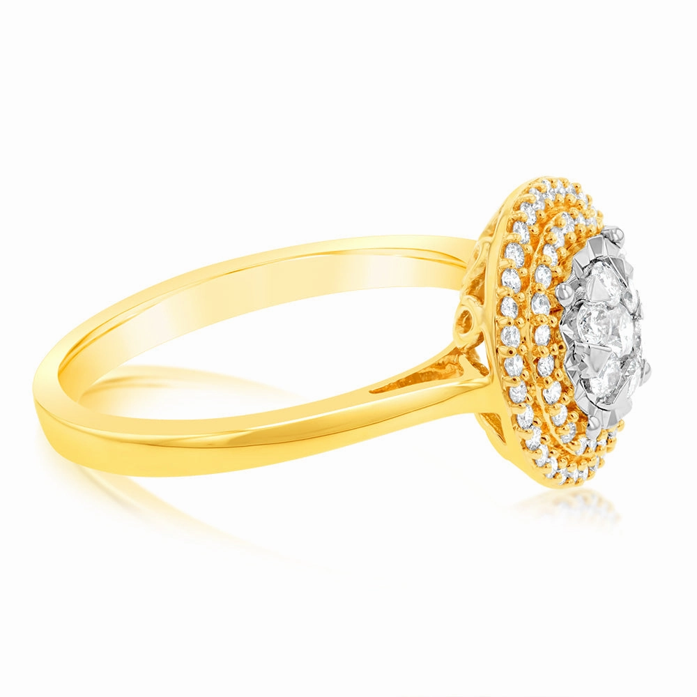 9ct Yellow & White Gold 0.40 Carat Diamond Dress Ring