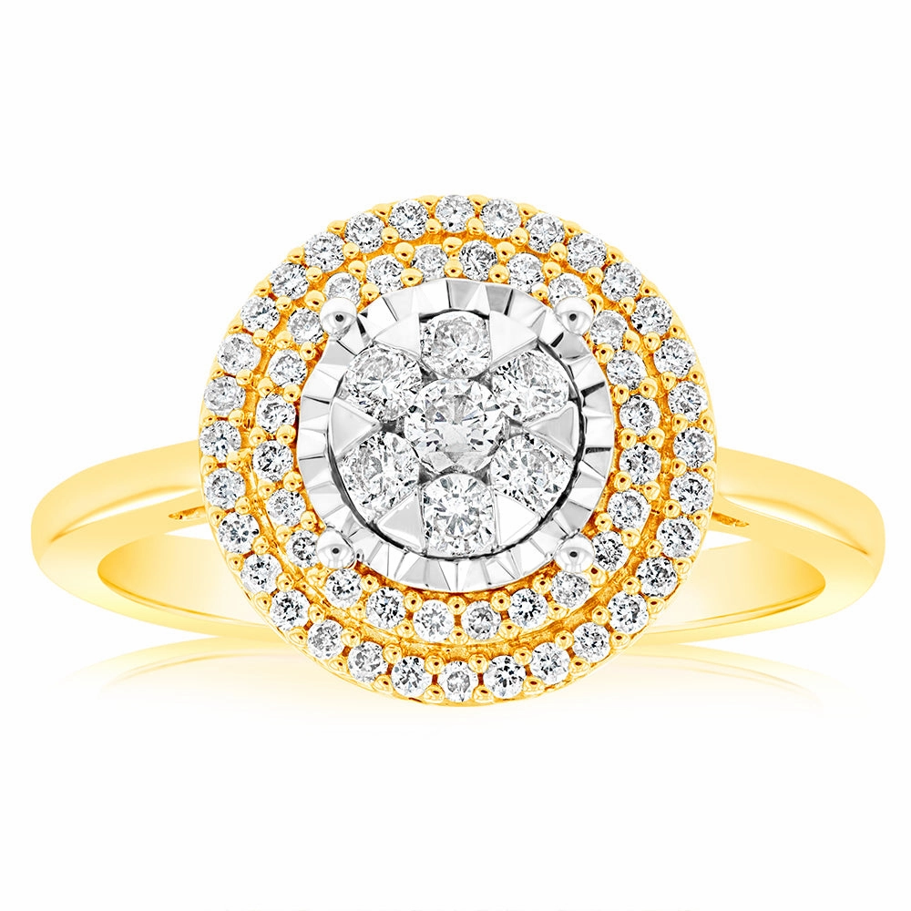 9ct Yellow & White Gold 0.40 Carat Diamond Dress Ring