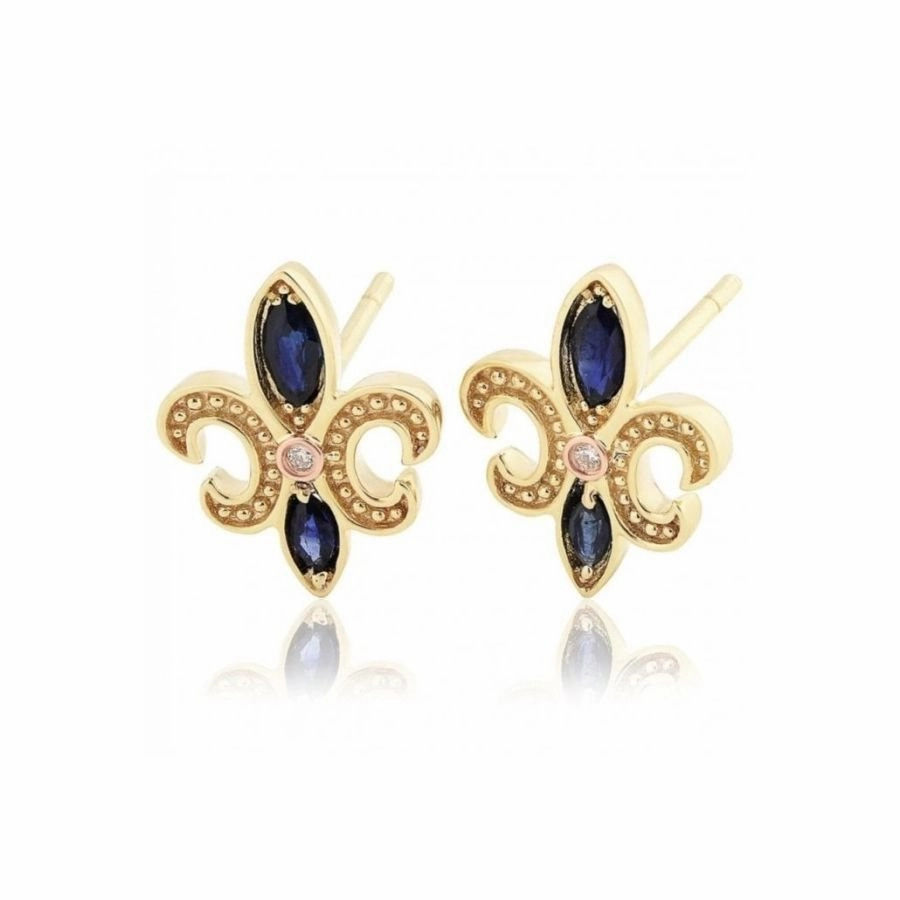 9ct yellow and rose gold Bohemia Sapp Dia Stud Earrings