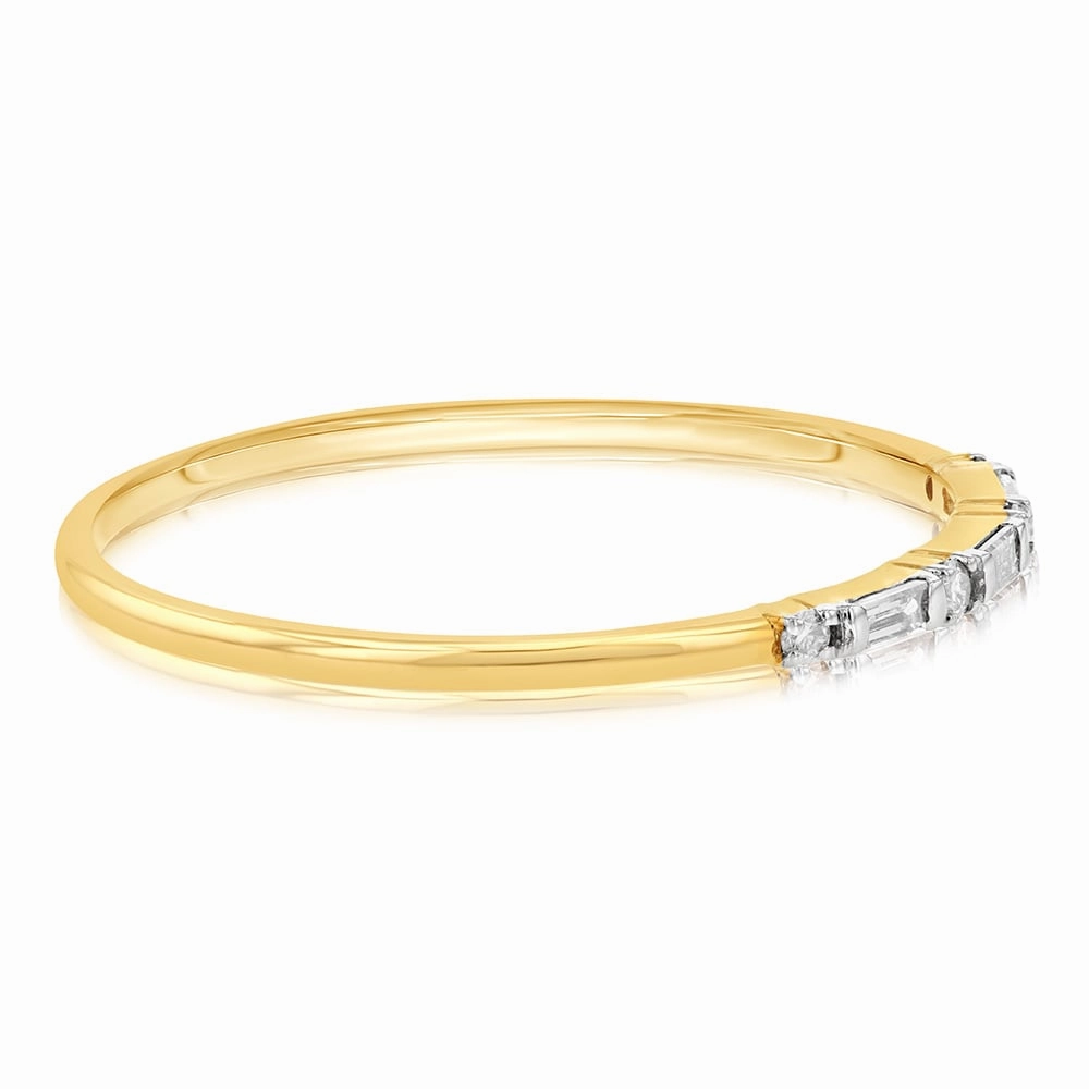 9ct Yellow Gold 0.10 Carat Diamond Eternity Ring with 4Brilliant & 3Baguette Diamonds
