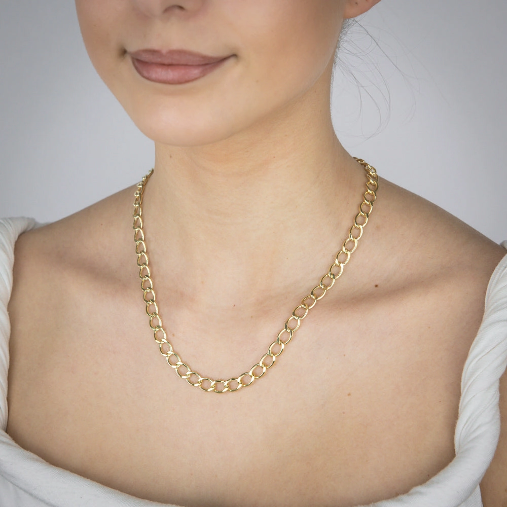 9ct Yellow Gold 150 Gauge Open Curb 50cm Chain
