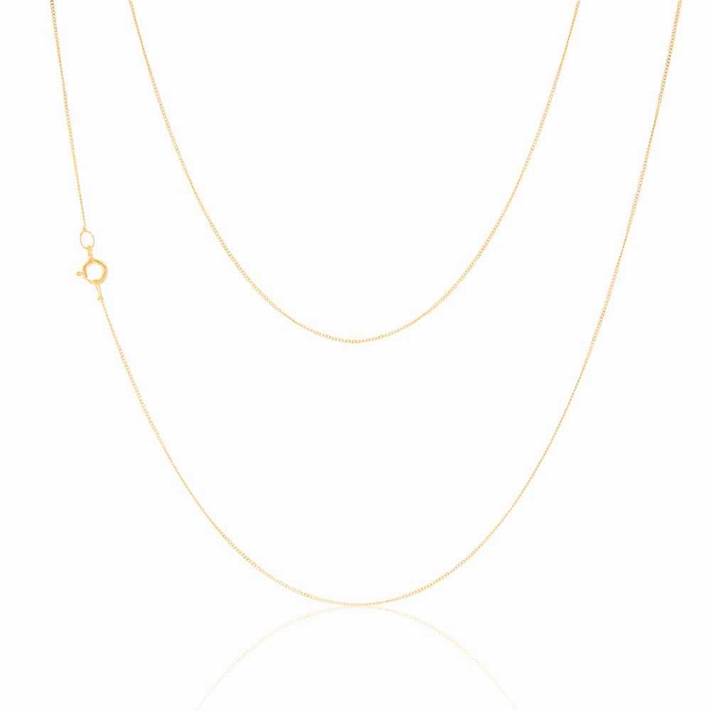 9ct Yellow Gold 18 Gauge Fine Curb 41cm Chain