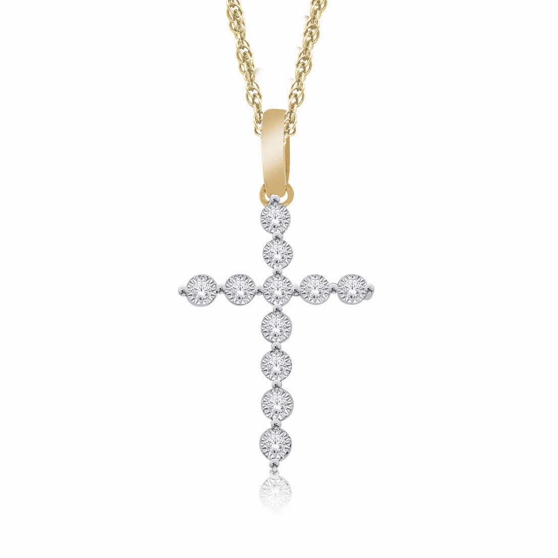 9ct Yellow Gold 1/3 Carat Diamond Cross Pendant