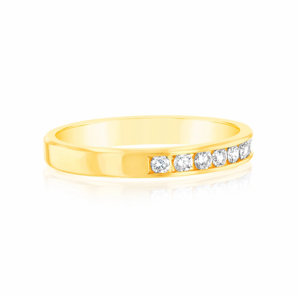 9ct Yellow Gold  1/3 Carat Diamond Eternity Ring with 10 Channel Set Diamonds
