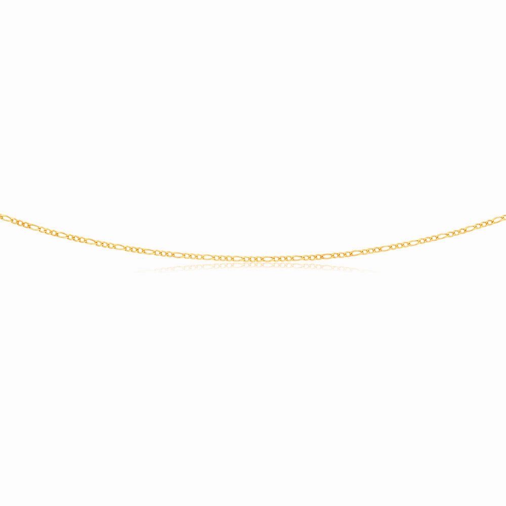 9ct Yellow Gold 3:1 Figaro 45cm Chain 40Gauge