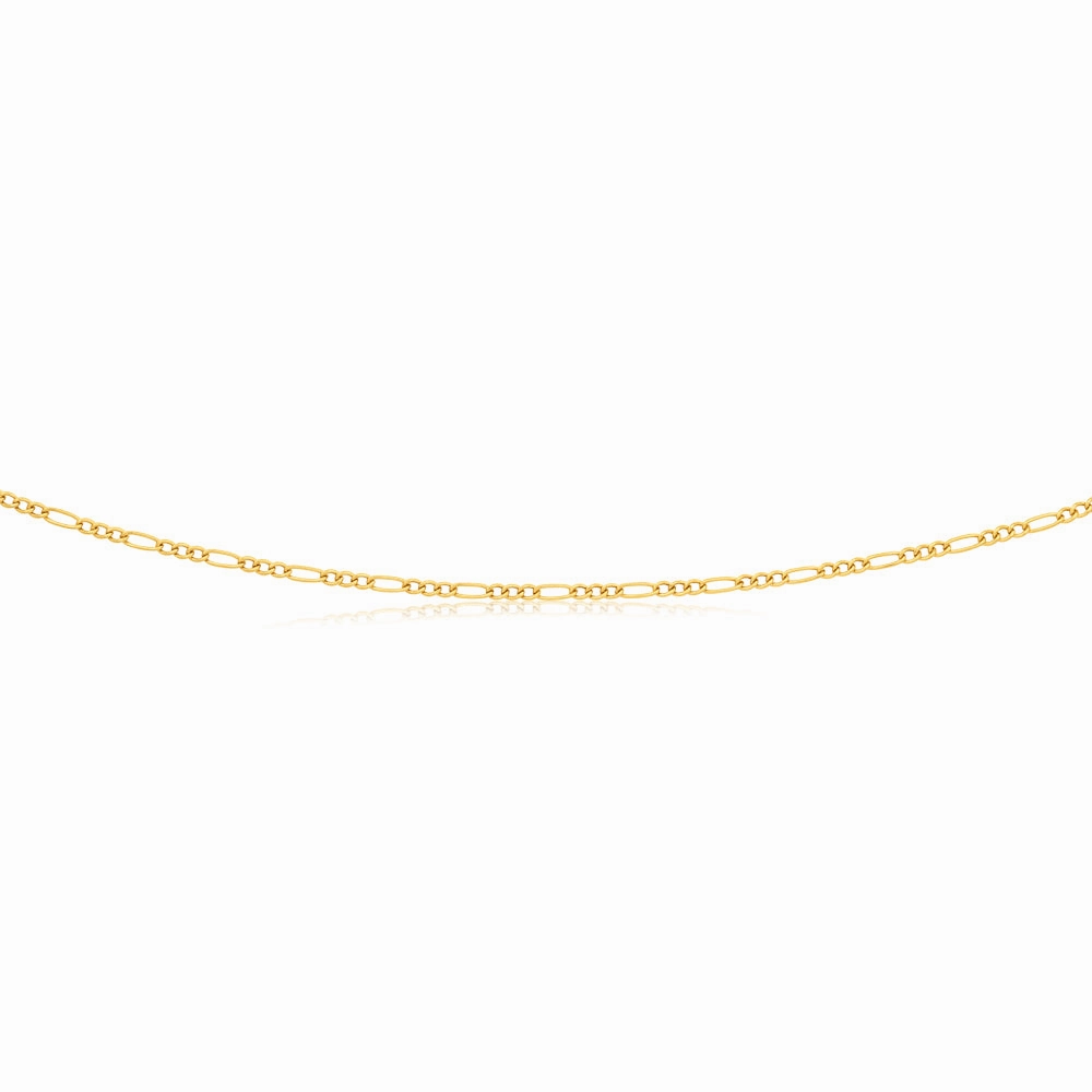 9ct Yellow Gold 3:1 Figaro 45cm Chain 50Gauge