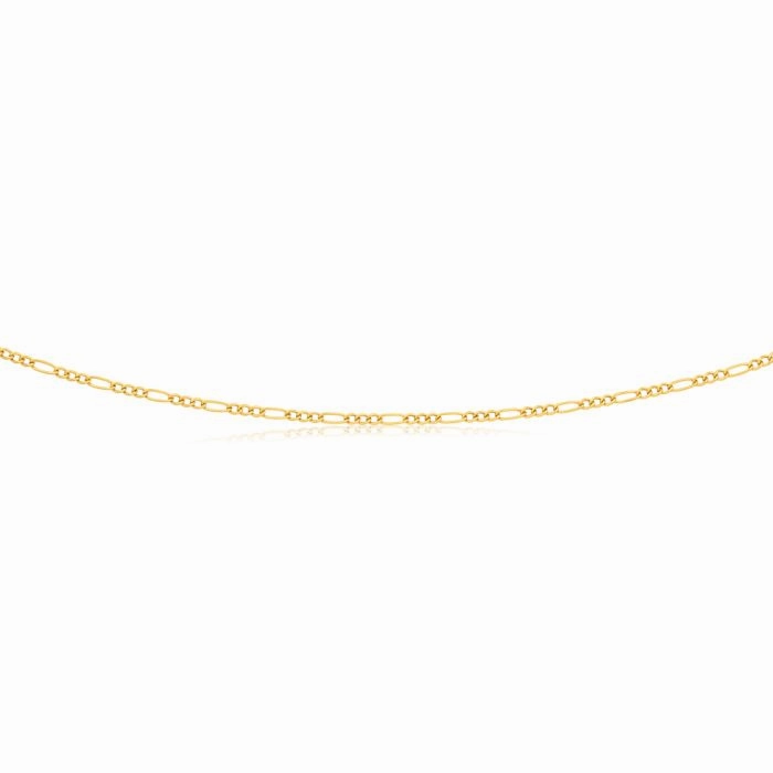 9ct Yellow Gold 3:1 Figaro 50cm Chain 50Gauge 9Y