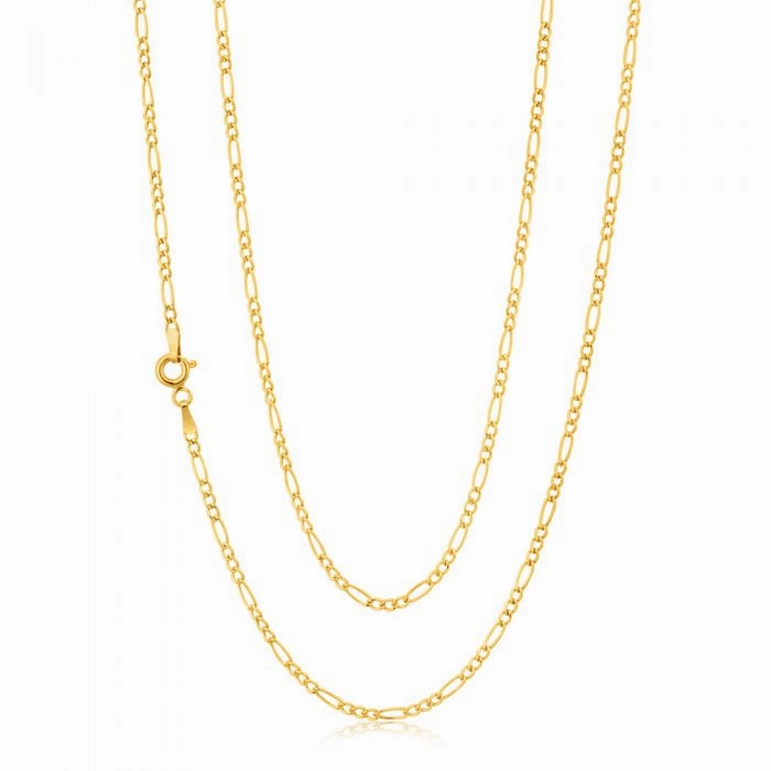 9ct Yellow Gold 3:1 Figaro 50cm Chain 50Gauge 9Y
