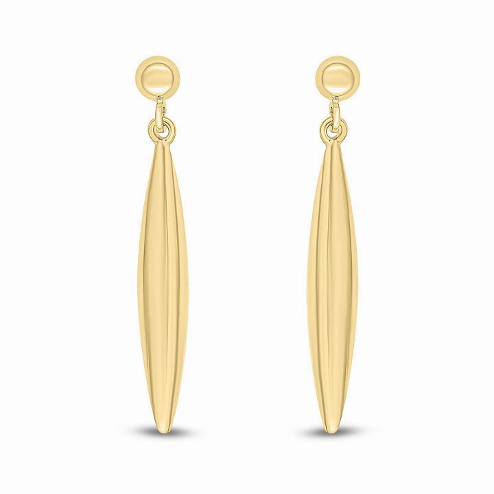 9CT Yellow Gold 3D Marquise Drop Earrings