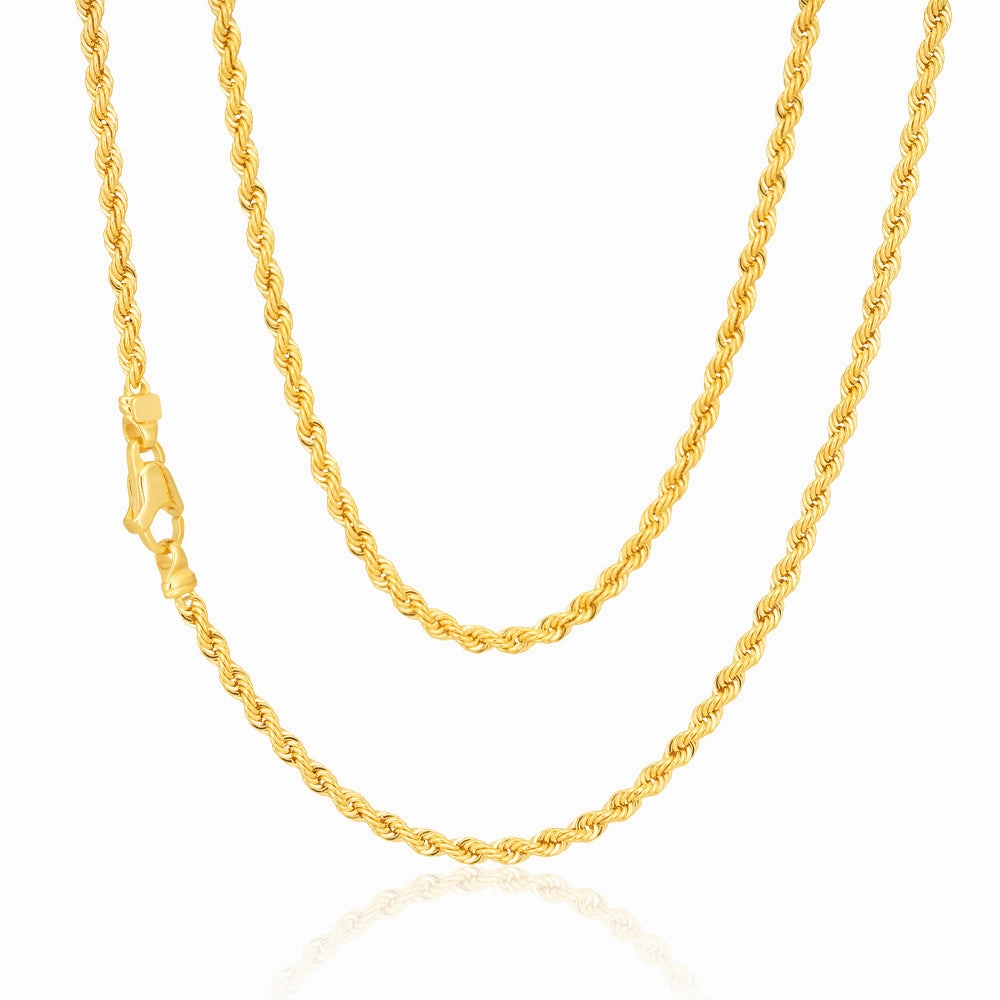 9ct Yellow Gold 45cm Rope Chain 50Gauge