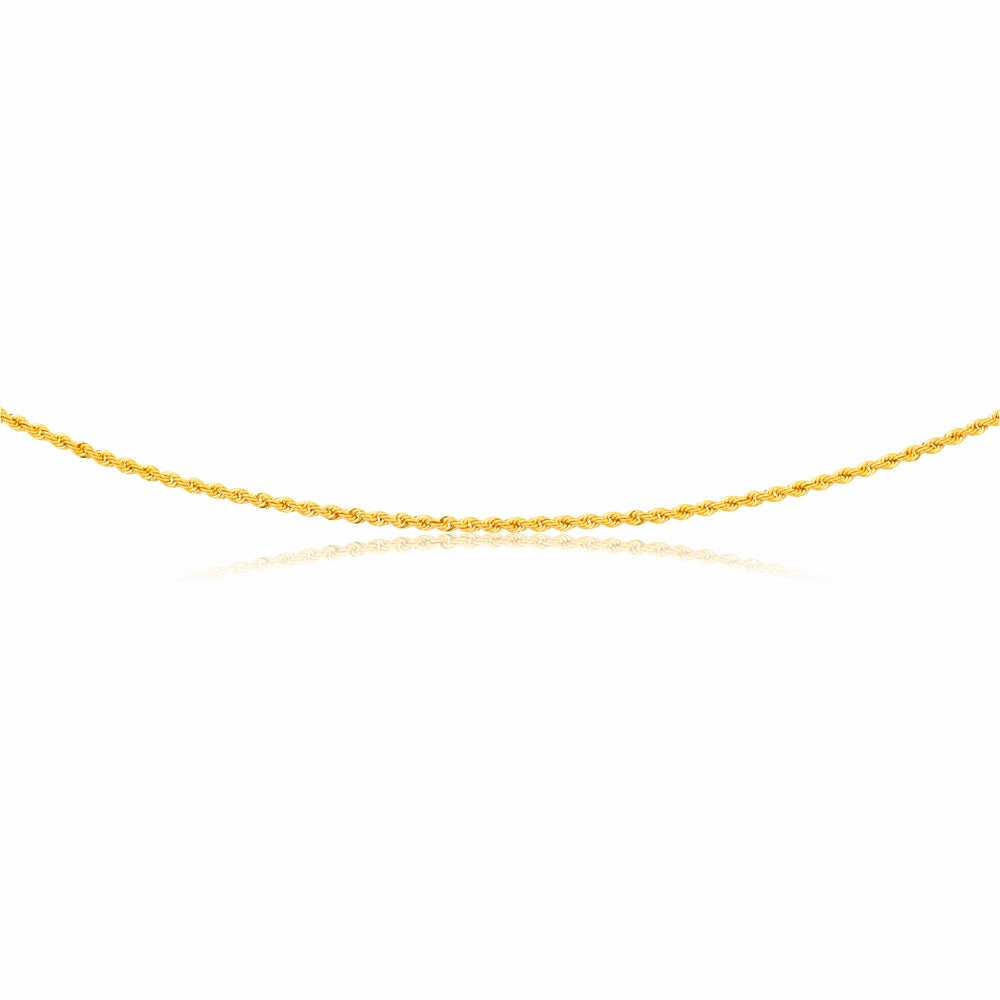9ct Yellow Gold 45cm Rope Chain 50Gauge