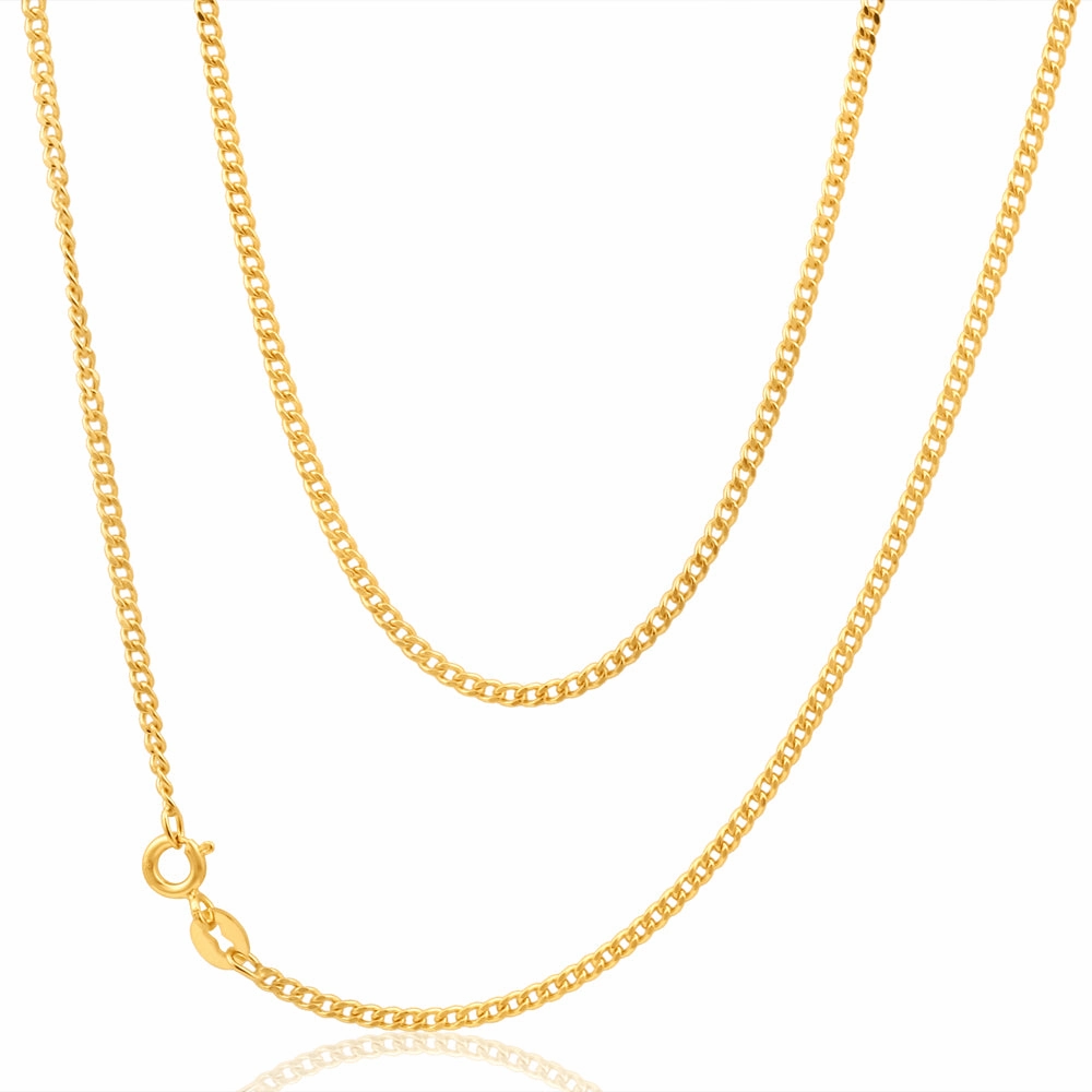 9ct Yellow Gold 50 Gauge Curb 40cm Chain