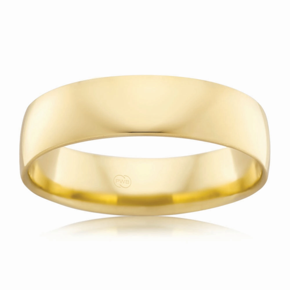 9ct Yellow Gold 6mm Crescent Ring. Size U