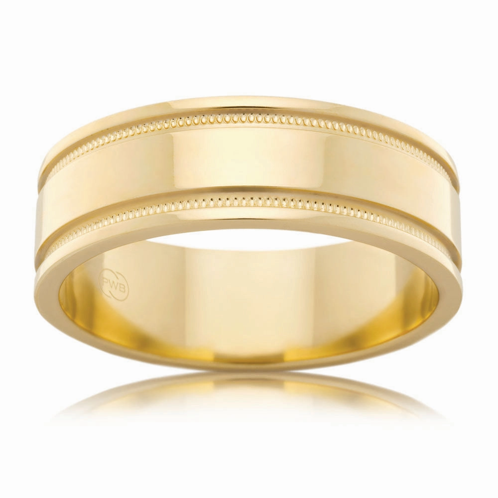 9ct Yellow Gold 7mm Flat Pattern Ring Size T