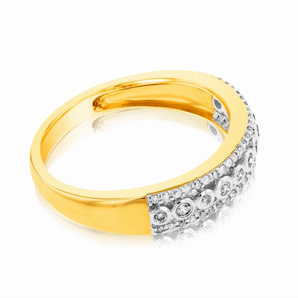 9ct Yellow Gold Bezel 1/5 Carat Diamond Dress Ring with Brilliant Diamonds