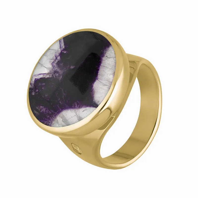 9ct Yellow Gold Blue John Hallmark Small Round Ring