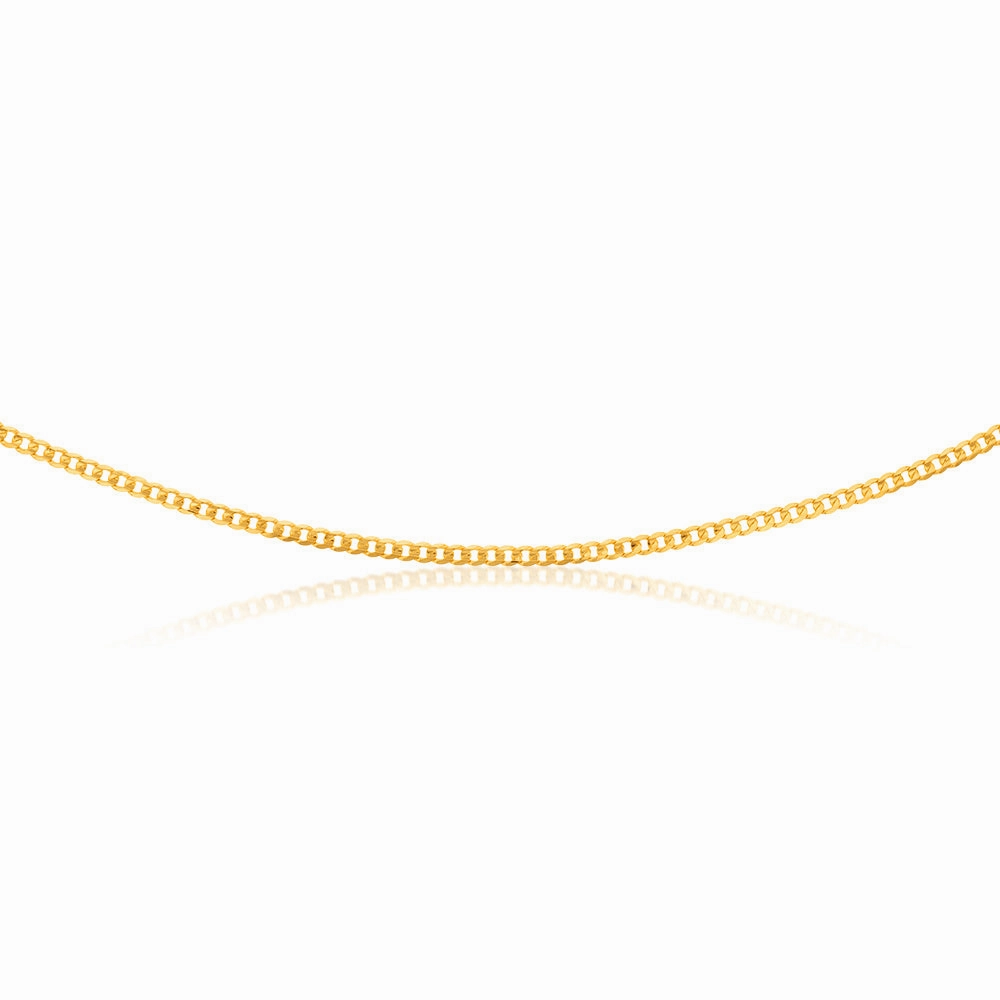 9ct Yellow Gold Concave Extra Flat 80 Gauge 3mm Curb 45cm Chain