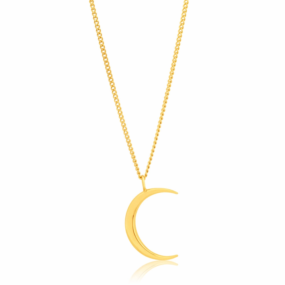 9ct Yellow Gold Crescent Moon Pendant 9y