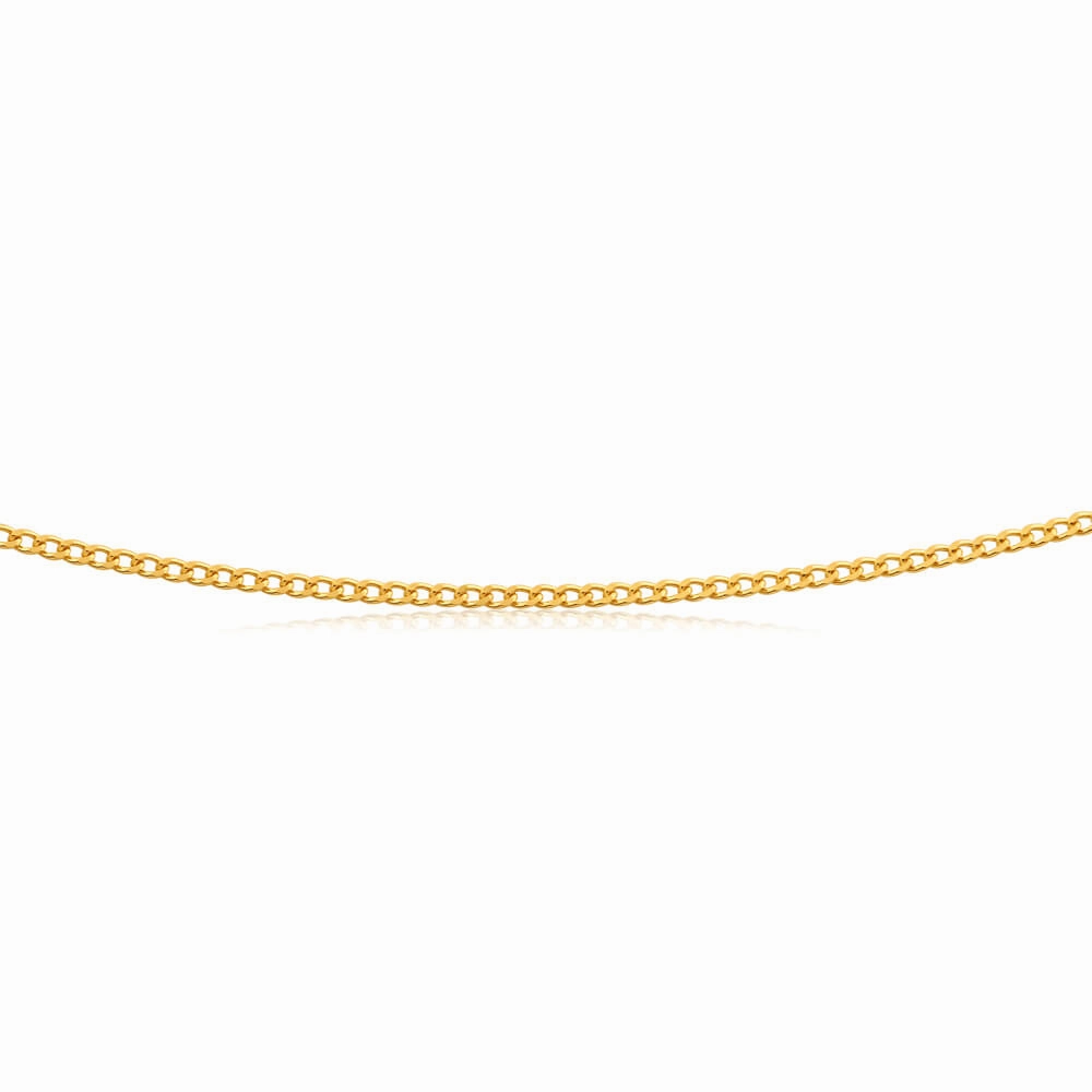 9ct Yellow Gold Curb Chain in 45cm 50 Gauge
