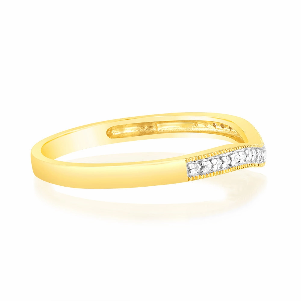 9ct Yellow Gold Curved Eternity Band with 18 Brilliant Cut Diamonds