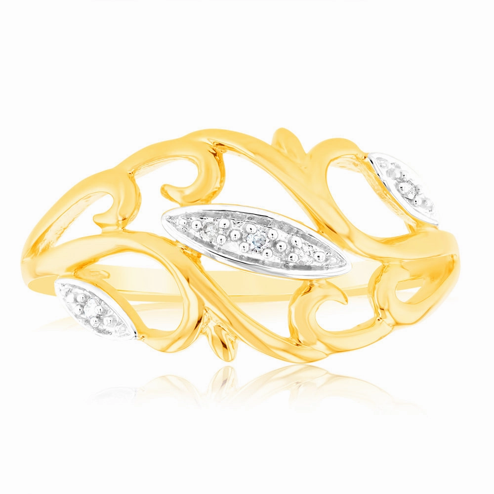 9ct Yellow Gold Diamond Ring with 5 Brilliant Cut Diamonds